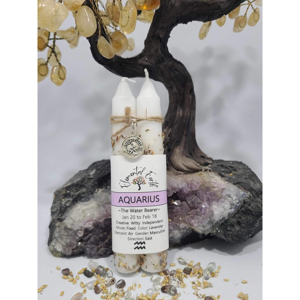 Aquarius Zodiac Astrology Candle Set apothecary BOHO Witchy Water Meditation